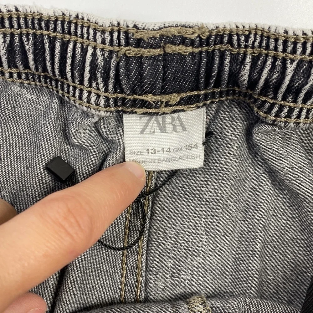 Zara Grey Black Bermuda Stretch Drawstring Shorts Size 13-14